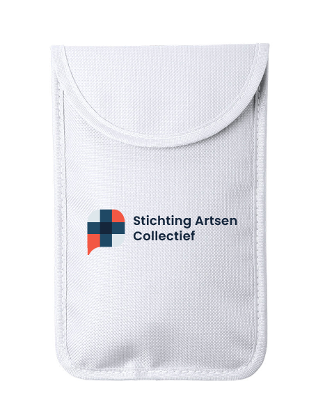 Faraday signaalblokkerende telefoon pouche met opschrift (telefoonhoes) wit